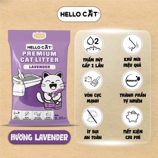 [COMBO 3-6 TÚI] Cát Vệ Sinh Hello Cat Premium Litter, Cát Đất Sét Khử Mùi Tốt, Vón Cục Tối, Ít Bụi