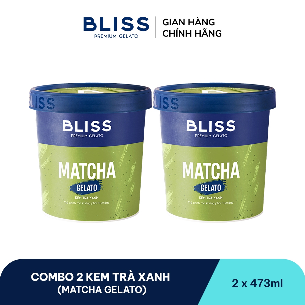 [Hỏa tốc HN/HCM] Combo 2 Kem BLISS Trà Xanh (Matcha Gelato) hộp 473ml