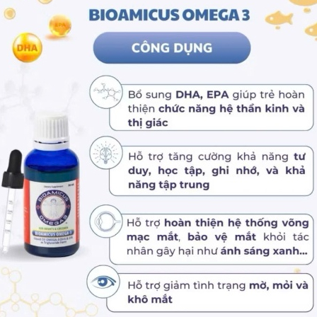 BioAmicus Omega-3 DHA cho trẻ thông minh sáng mắt lọ 30mL