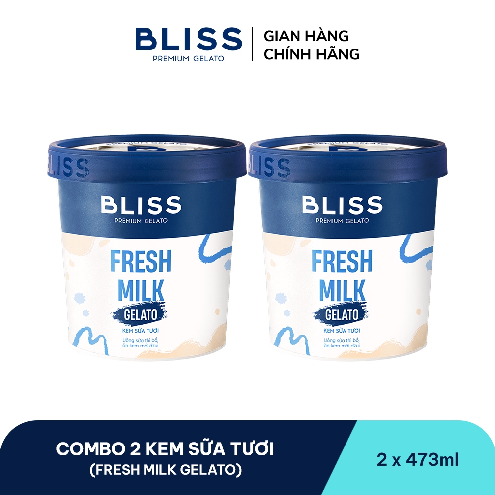 [Hỏa tốc HN/HCM] Combo 2 Kem BLISS Sữa Tươi (Fresh Milk Gelato) hộp 473ml