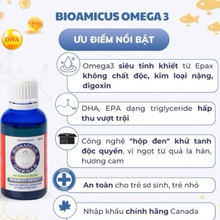 BioAmicus Omega-3 DHA cho trẻ thông minh sáng mắt lọ 30mL