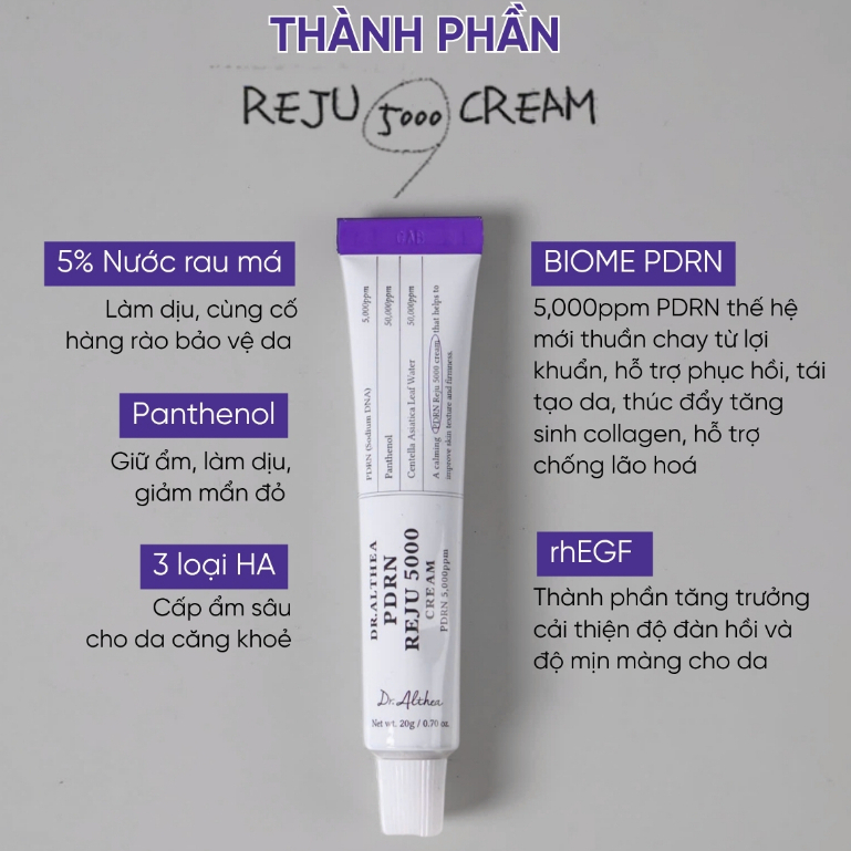 Kem dưỡng Dr.Althea Reju PDRN 5000ppm Cream 20g hỗ trợ phục hồi da_Dr Althea