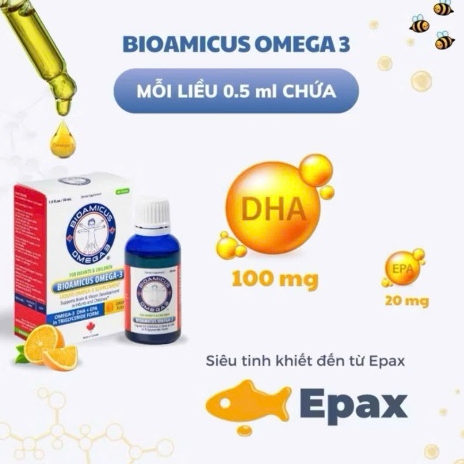 BioAmicus Omega-3 DHA cho trẻ thông minh sáng mắt lọ 30mL