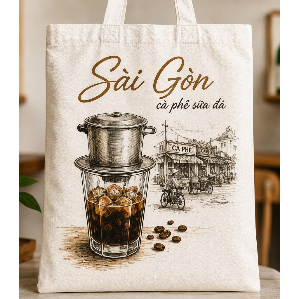 Túi tote có khóa VIỆT NAM túi vải canvas hình kỉ niệm Hà Nội - Sài Gòn - Hội An đeo vai kích thước 35x40cm tota0317