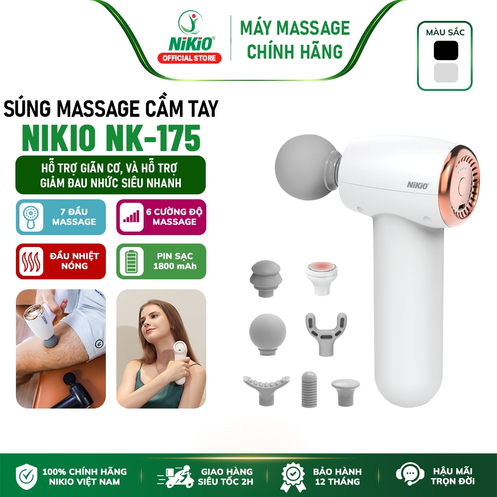 Máy massage cầm tay 7 đầu Mini Nikio NK-175 - Có đầu nóng 55 độ C