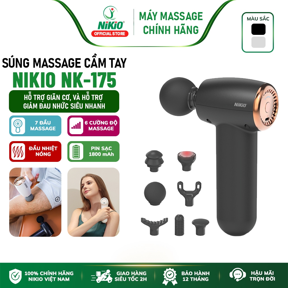 Máy massage cầm tay 7 đầu Mini Nikio NK-175 - Có đầu nóng 55 độ C