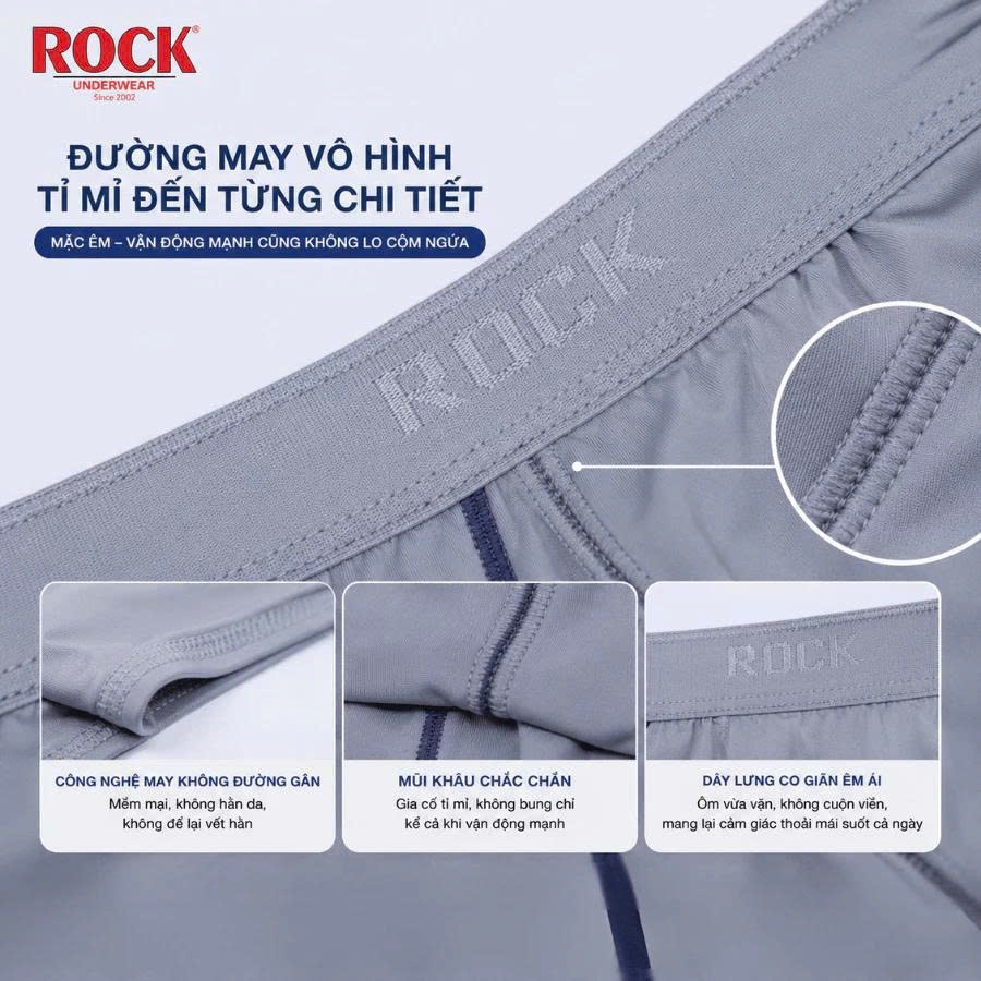Combo 10 quần lót nam cao cấp ROCK QA546 thun lạnh 4 chiều mát mẻ, co giãn tốt, ôm sát