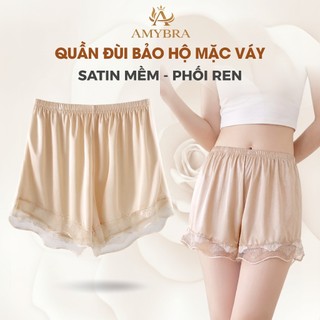 Combo 4 Quần Mặc Trong Váy Ống Rộng - Set 4 Quần Nữ Mặc Váy Chất Lụa Satin Mềm Mịn AMYBRA V550