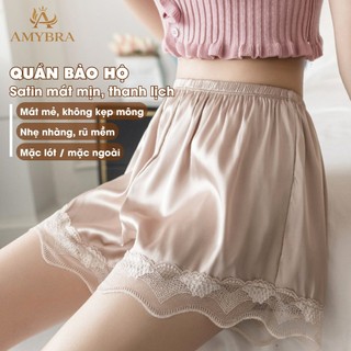 Combo 4 Quần Mặc Trong Váy Ống Rộng - Set 4 Quần Nữ Mặc Váy Chất Lụa Satin Mềm Mịn AMYBRA V550