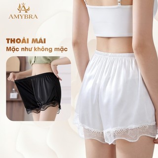 Combo 4 Quần Mặc Trong Váy Ống Rộng - Set 4 Quần Nữ Mặc Váy Chất Lụa Satin Mềm Mịn AMYBRA V550