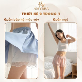 Combo 4 Quần Mặc Trong Váy Ống Rộng - Set 4 Quần Nữ Mặc Váy Chất Lụa Satin Mềm Mịn AMYBRA V550