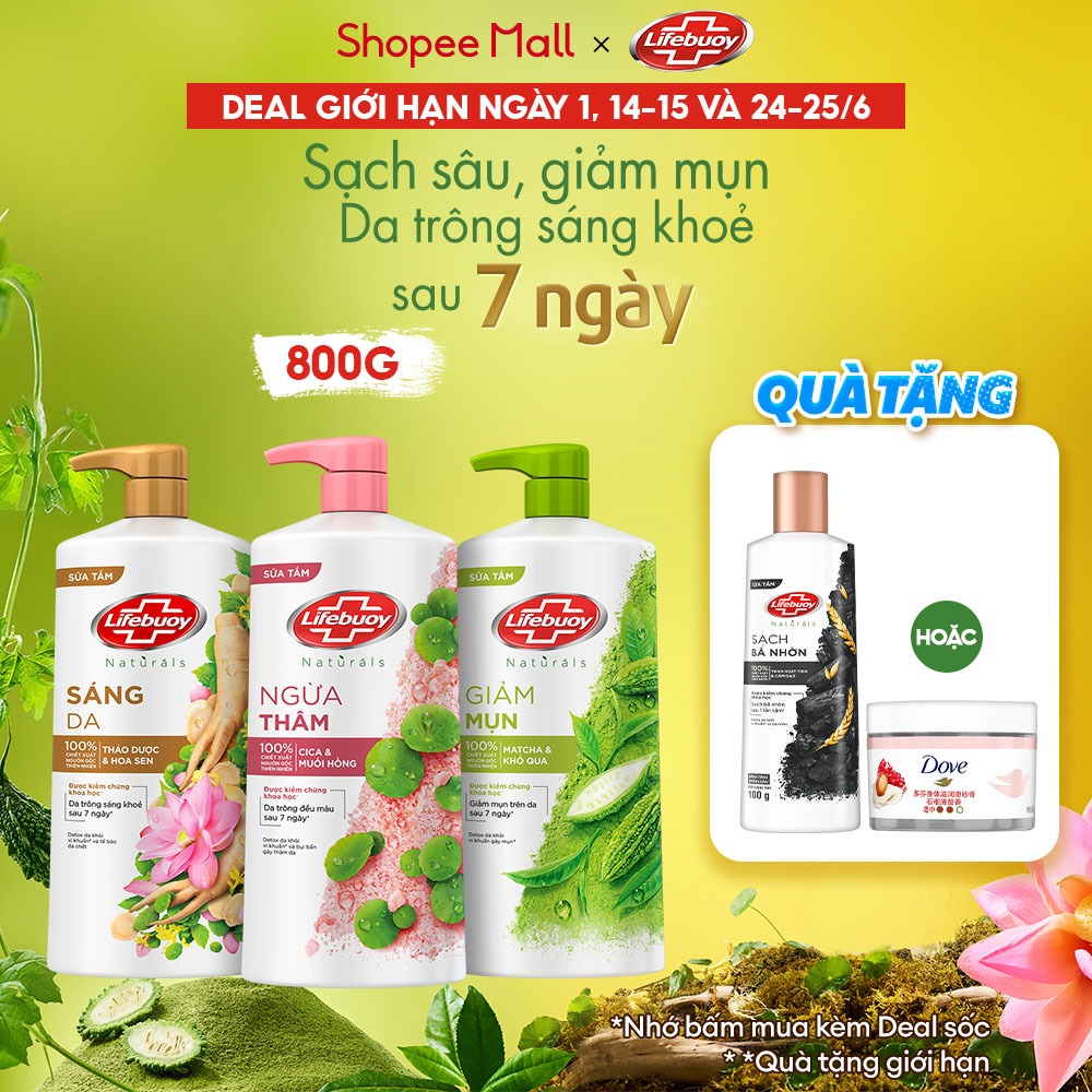 Sữa tắm Lifebuoy Thiên nhiên Detox Và Chăm Sóc Chuyên Sâu 800g