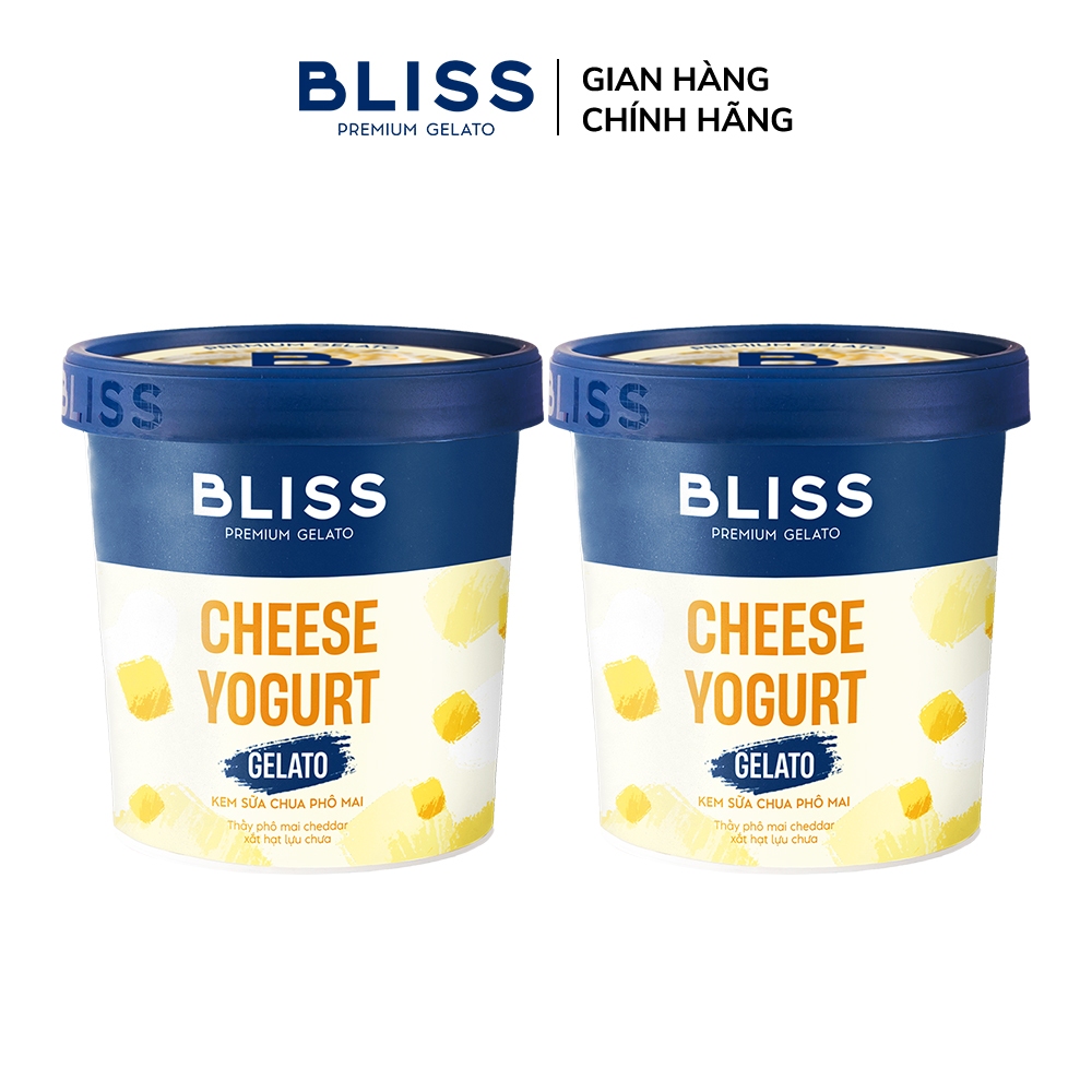 [Hỏa tốc HN/HCM] Combo 2 Kem BLISS Premium Gelato vị Sữa Chua Phô Mai (Cheese Yogurt Gelato) hộp 473ml