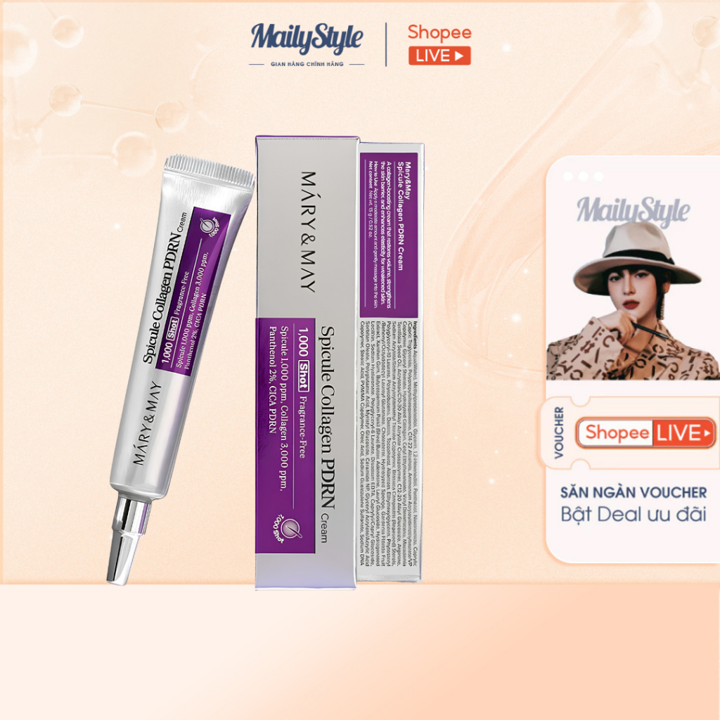 H15_Kem dưỡng PDRN Spicule Collagen Mary&May Spicule Collagen PDRN Cream 15g