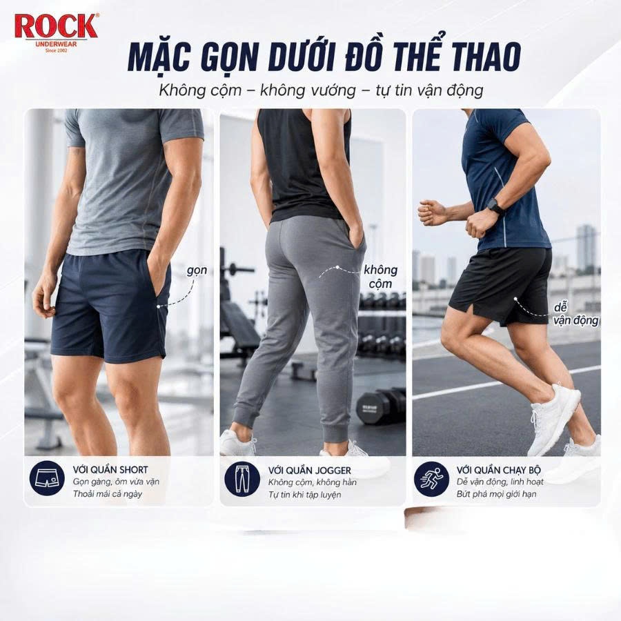 Quần lót nam cotton 4 chiều ROCK QA437 mạnh mẽ, cá tính, co giãn tốt,thấm hút,ôm sát, không cấn bụng