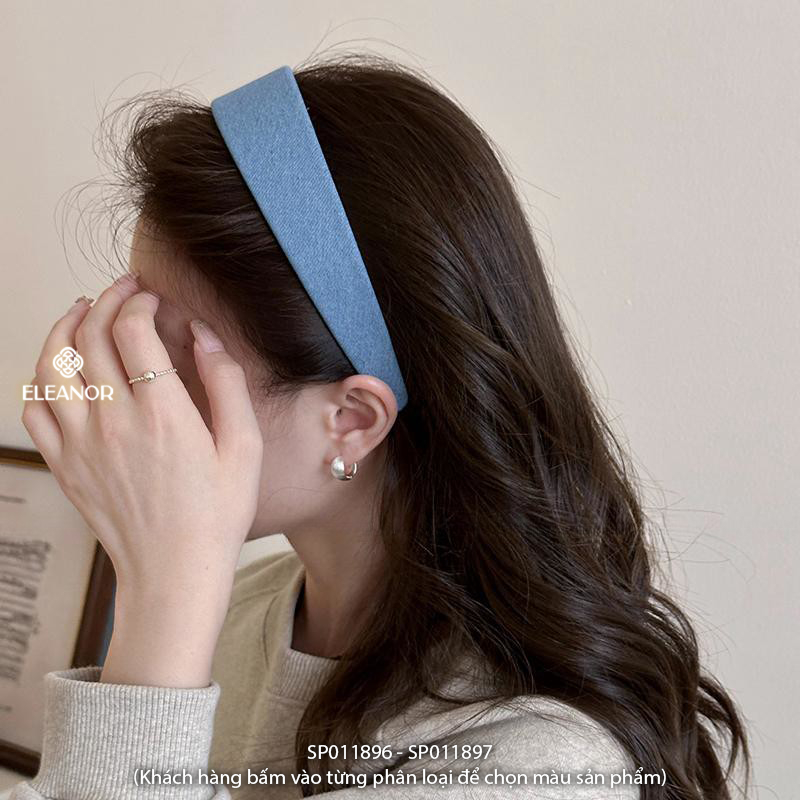 Băng đô cài tóc nữ Eleanor Accessories vải jean trơn phụ kiện tóc bờm tóc 11896