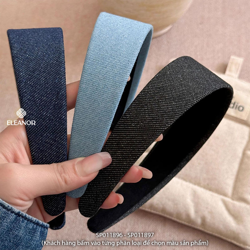 Băng đô cài tóc nữ Eleanor Accessories vải jean trơn phụ kiện tóc bờm tóc 11896