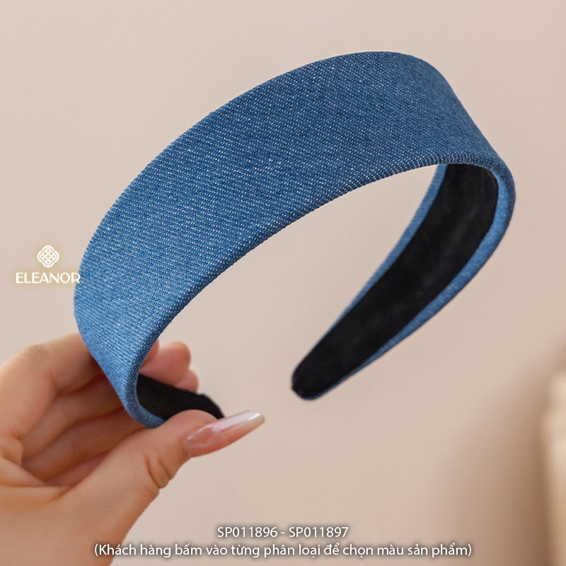 Băng đô cài tóc nữ Eleanor Accessories vải jean trơn phụ kiện tóc bờm tóc 11896