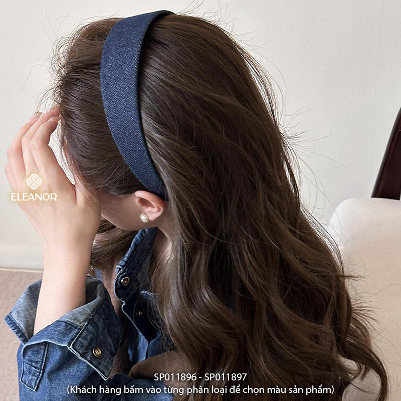 Băng đô cài tóc nữ Eleanor Accessories vải jean trơn phụ kiện tóc bờm tóc 11896