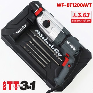 [TẶNG 5 MŨI] Máy khoan bê tông điện Workfix WF-BT1200AVT 1200W Không chổi than Lõi Đồng Đầu gài SDS plus