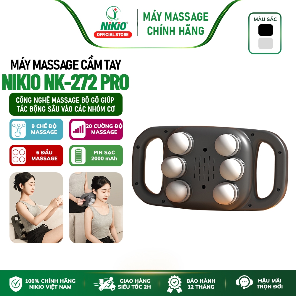 Máy Massage Cầm Tay 6 Đầu, Máy mát xa toàn thân NK-272 Pro - 9 chế độ, 20 cường độ