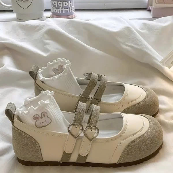 Giày Mary Jane Nữ Mũi Tròn, Giày Búp Bê Da Lộn Quai Đôi Đế Mềm Êm Chân Phong Cách Tiểu Thư N59.