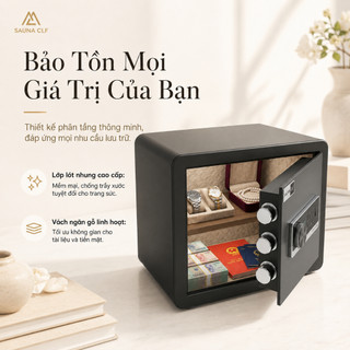 Két Sắt Điện Tử Thông Minh, Két Sắt Vân Tay Mini Cao Cấp (Thép dày 2.5mm, 3 Chốt Khóa), Kích thước 35x26x25cm