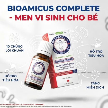 BioAmicus Complete 10 Chủng hỗ trợ cải thiện hệ vi sinh đường ruột - Men Vi Sinh Cho Bé chai 10ml