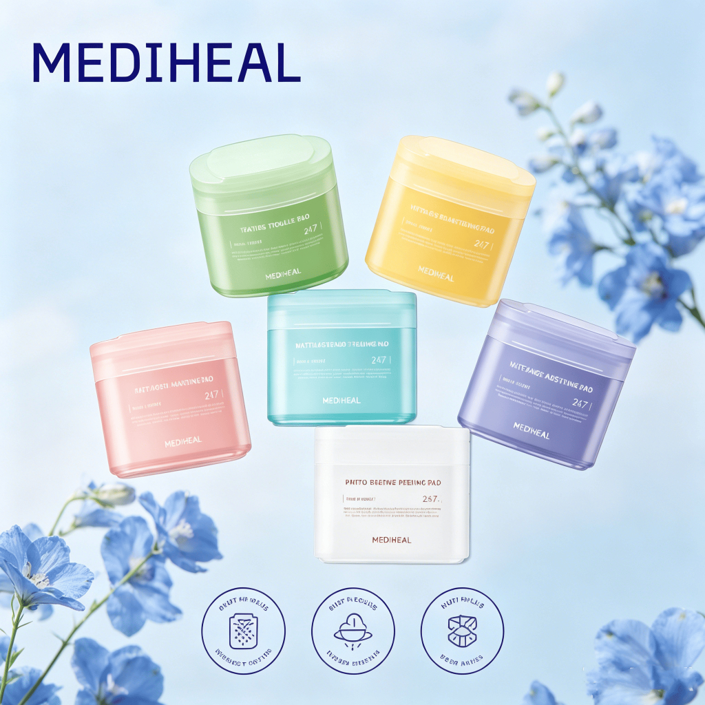 Miếng lót mực chính thức Mediheal 100Pcs/Vegan Micro-Perforated Eco-Silk/Vitamide/Toner/Teatree