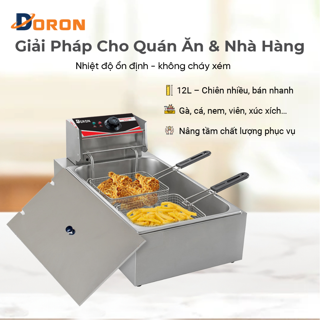 Bếp chiên rán thực phẩm DORON 3000W làm nóng nhanh, an toàn, dễ sử dụng