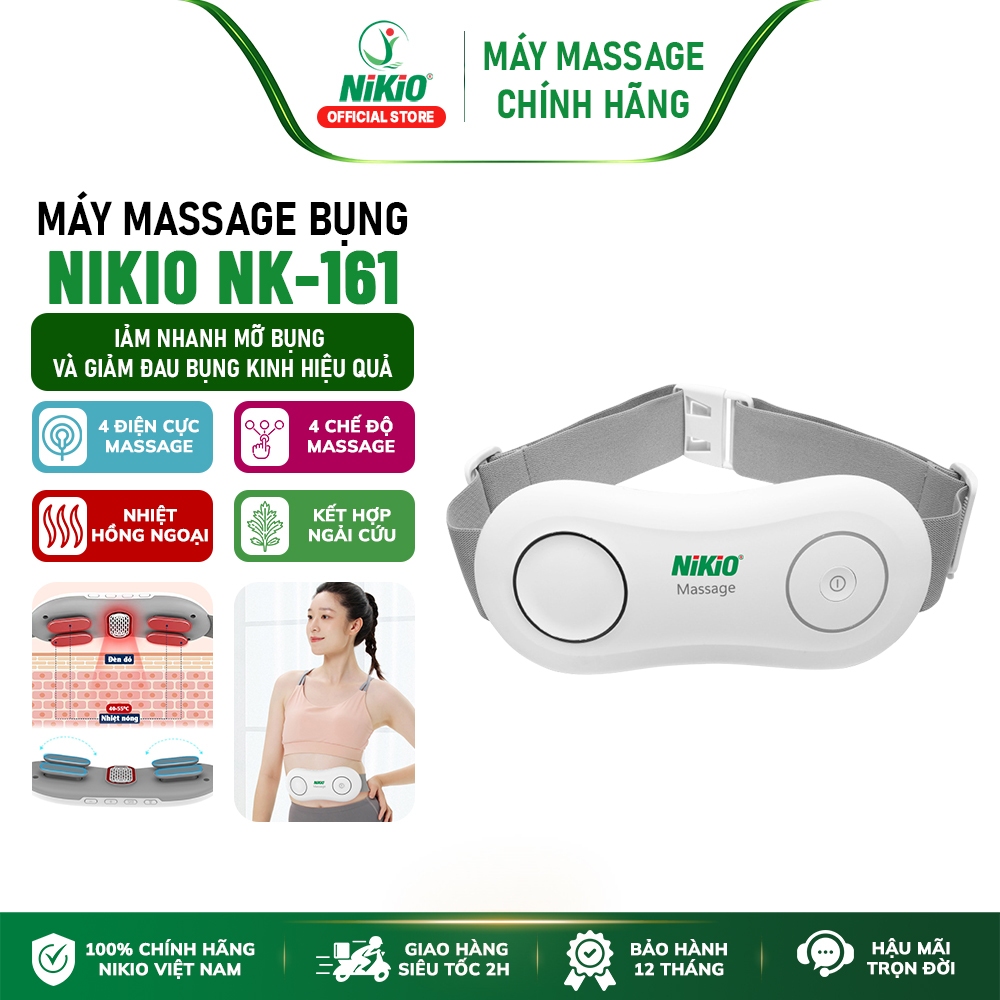 Máy massage bụng pin sạc Nikio NK-161 - Công nghệ xung điện kết hợp chườm ấm