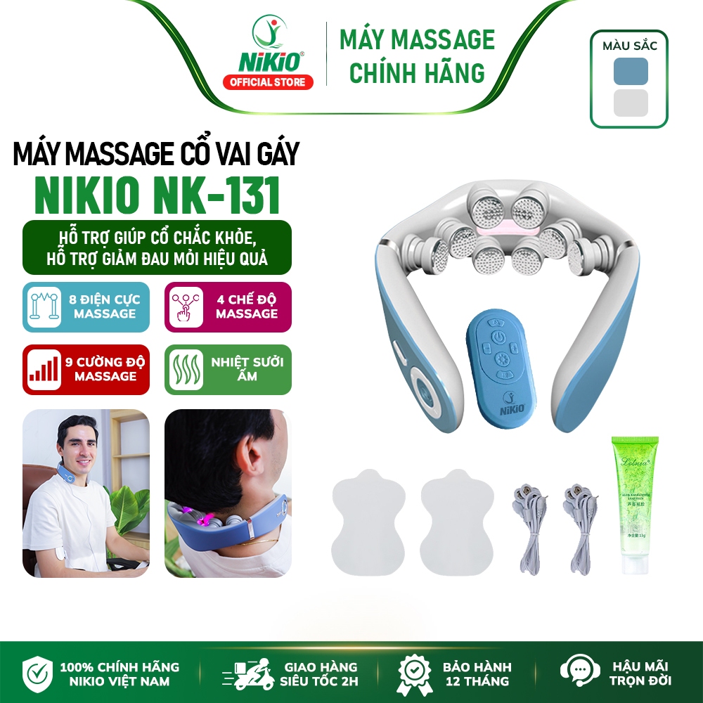 Máy massage cổ xung điện 8D Nikio NK-131 - Rung nóng kết hợp ánh sáng sinh học