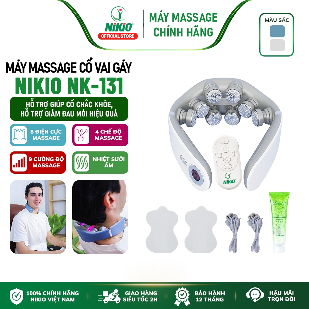 Máy massage cổ xung điện 8D Nikio NK-131 - Rung nóng kết hợp ánh sáng sinh học