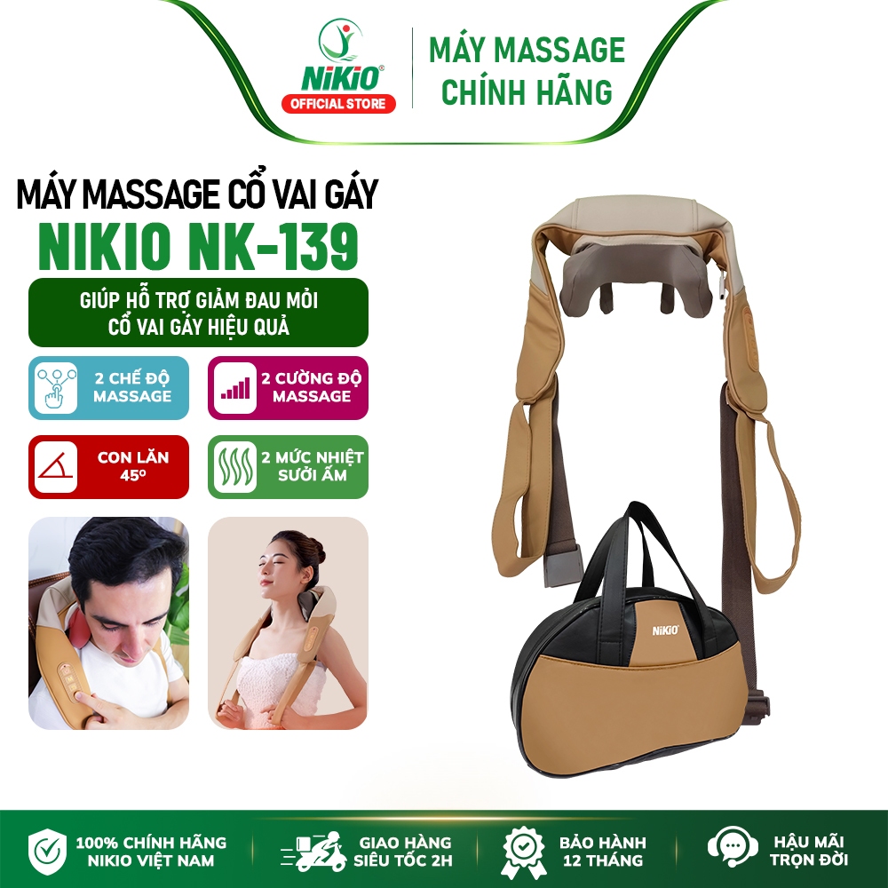Máy massage cổ vai gáy Nikio NK-139 - Pin sạc, nhiệt nóng, động cơ không chổi than