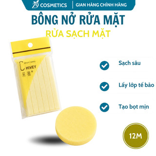 Bông nở rửa mặt bọt biển 12 miếng Chivey Miếng nở rửa mặt bọt biển dạng nén, túi 12 thanh