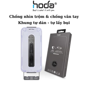 Kính Cường Lực Hoda 2in1 Chống Nhìn Trộm & Chống Bám Vân Tay Cho iPhone 14-18 Series - Kèm Khung Tự Dán