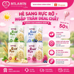 Bánh Gạo Ăn Dặm Babba's Cho Bé Từ 6 Tháng Tuổi, Nhiều Vị, An Toàn Cho Bé