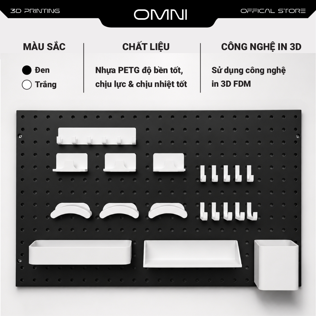 Phụ Kiện Pegboard Lỗ Tròn OMNI | Móc Treo, Khay Đựng, Giá Đỡ Tai Nghe, Cho Pegboard Kim Loại | BigBuy360 - bigbuy360.vn