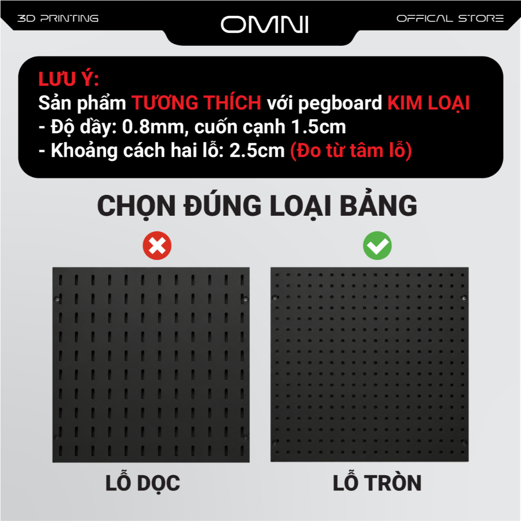 Phụ Kiện Pegboard Lỗ Tròn OMNI | Móc Treo, Khay Đựng, Giá Đỡ Tai Nghe, Cho Pegboard Kim Loại | BigBuy360 - bigbuy360.vn