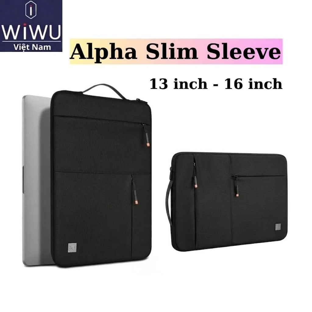 [Chính Hãng] Túi Chống Sốc Laptop / Macbook Wiwu Alpha Slim Sleeve - Dáng Xách Dọc Thời Trang, Kháng Nước, Đệm Nhung