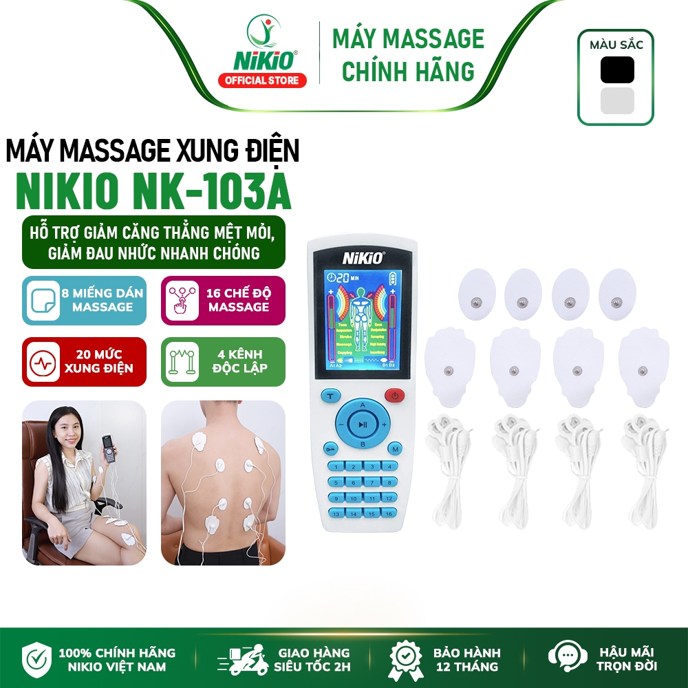 Máy Massage Xung Điện 2 Điện Cực 8 Miếng Dán Nikio NK-103A - Pin sạc