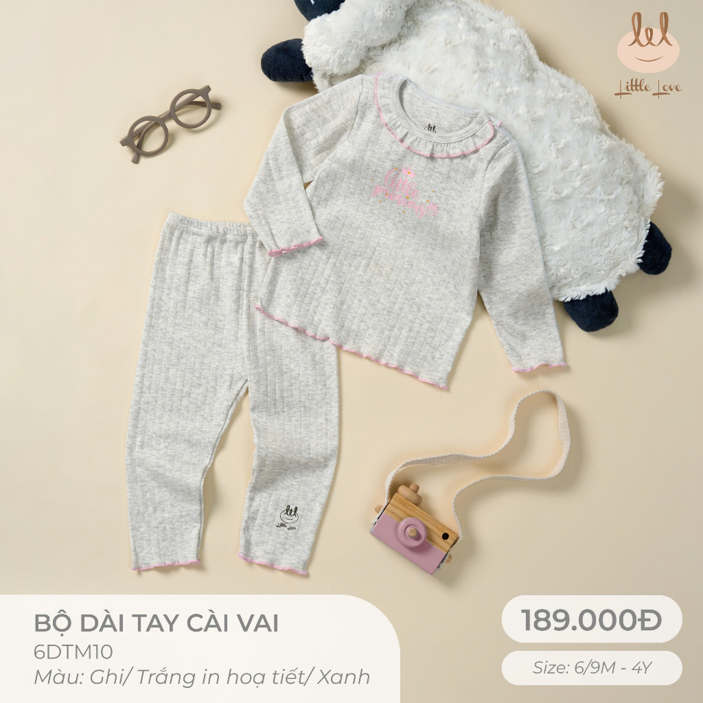 BỘ DÀI TAY CÀI VAI CHẤT MỀM MỎNG MÁT MẶC 4 MÙA [ CO DÃN - THẤM HÚT TỐT - MỀM] CHO BÉ TỪ 6/9M -4Y (6DTM10)