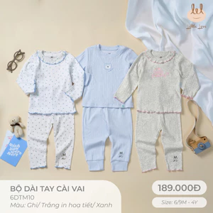 BỘ DÀI TAY CÀI VAI CHẤT MỀM MỎNG MÁT MẶC 4 MÙA [ CO DÃN - THẤM HÚT TỐT - MỀM] CHO BÉ TỪ 6/9M -4Y (6DTM10)