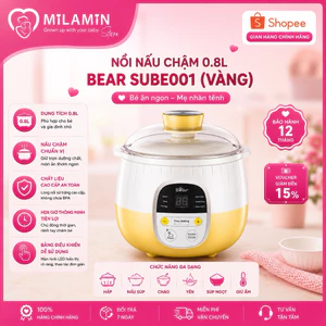 Nồi Nấu Chậm Bear SUBE001 Dung Tích 0.8L Nấu Cháo Ăn Dặm, Chưng Yến, Hầm Canh, Nấu Chè, Nấu Súp