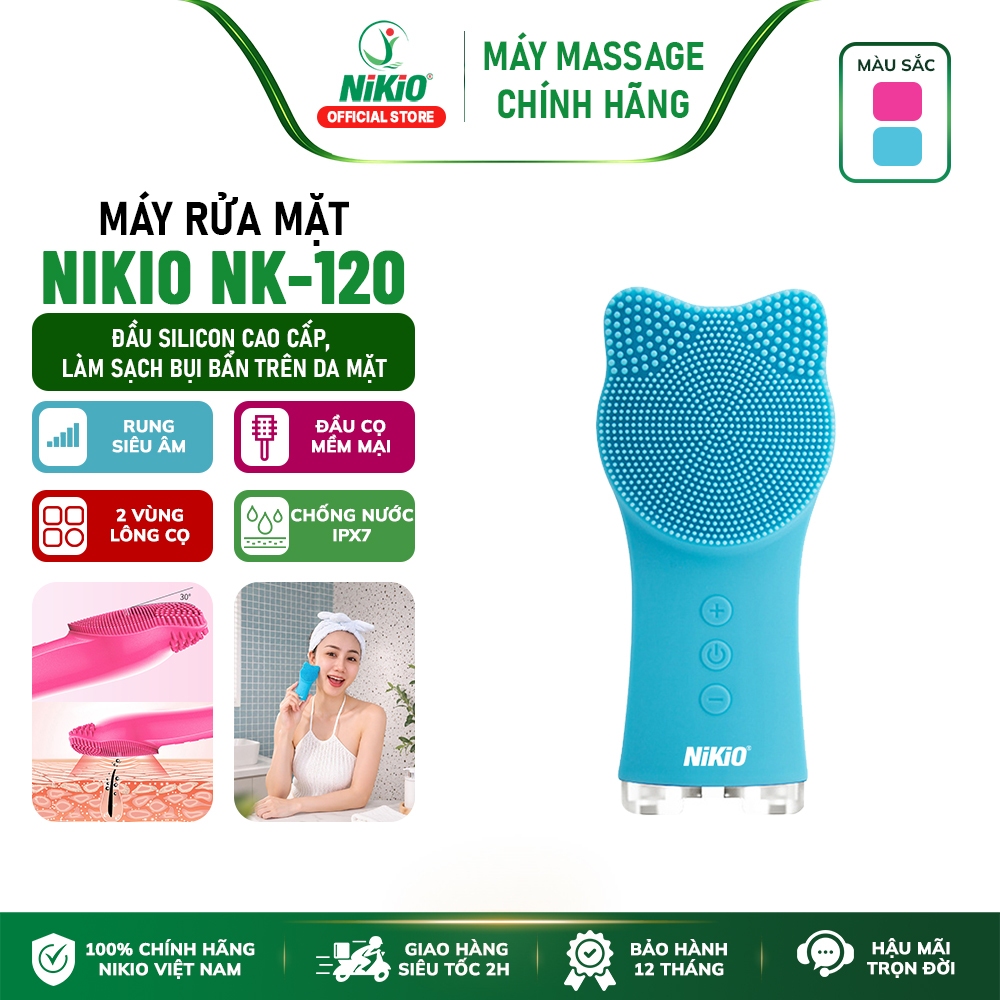 Máy rửa mặt nâng cơ Nikio NK-120 - Tạo cằm vline, sóng rung siêu âm tần số cao làm sạch sâu