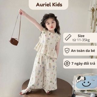 Set Bộ Bé Gái, Đồ Bộ Bé Gái Mặc Mùa Hè Họa Tiết Hoa Nhẹ Nhàng Chất Liệu Cotton Mềm Mại