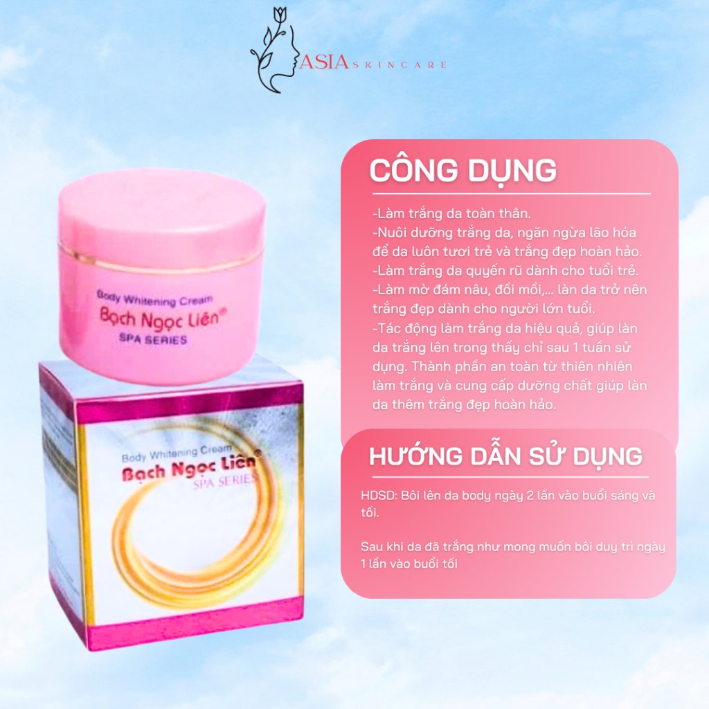 Kem Dưỡng Sáng Da Bạch Ngọc Liên 2 in 1 Body Whitening Cream Mờ Thâm 90g