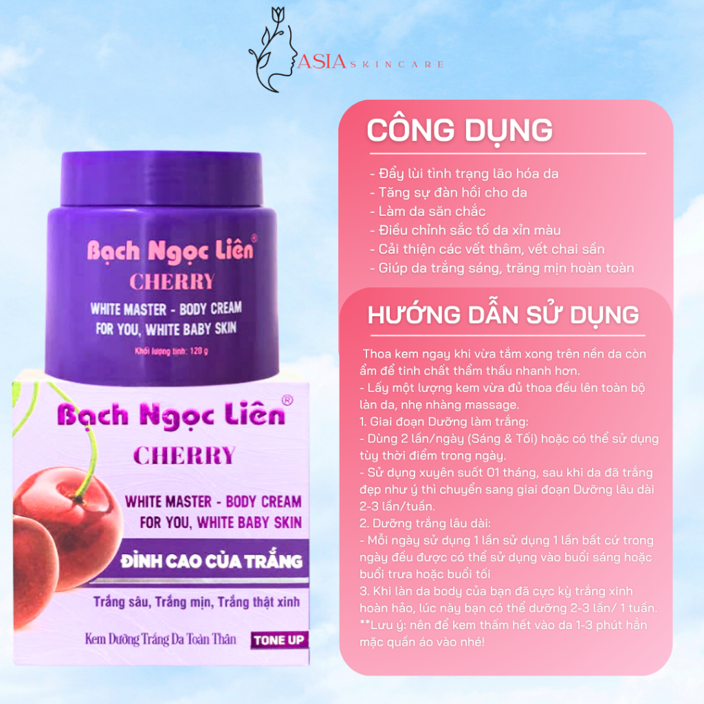 Kem Dưỡng Sáng Da Bạch Ngọc Liên 2 in 1 Body Whitening Cream Mờ Thâm 90g