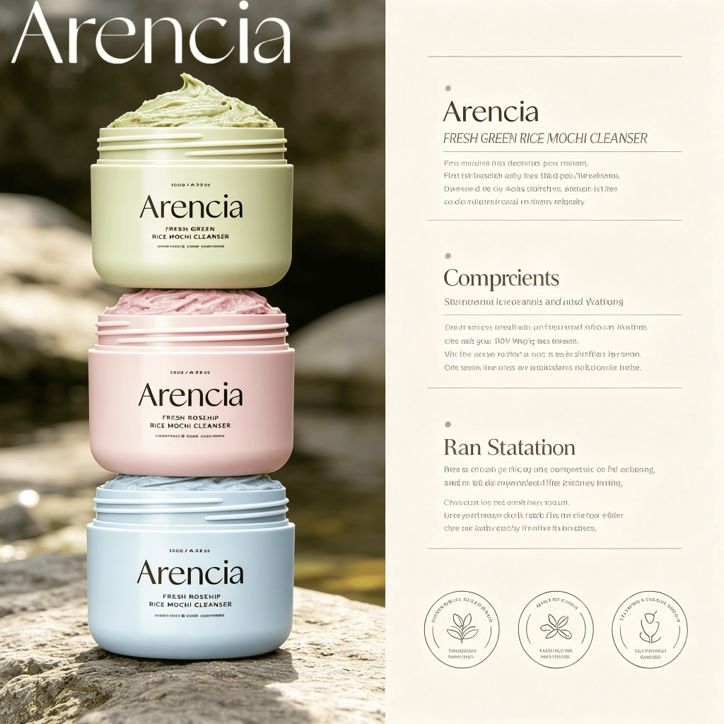 Sữa rửa mặt Arencia 120g/Rice Mochi Cleanser/Rosehip/Blue Hyssop/làm sạch sâu dưỡng ẩm mềm mịn da