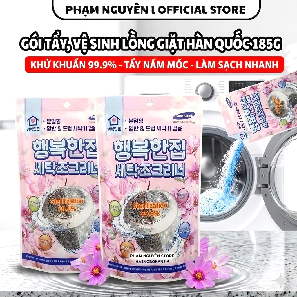 BỊCH BỘT VỆ SINH LỒNG GIẶT HAENGBOKANJIP 185G - TẨY SẠCH CẶN BẨN, NẤM MỐC
